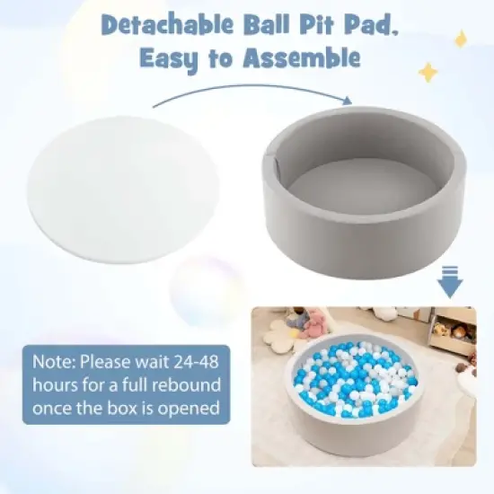 Costway 35.5" x 12" Soft Round Ball Pool for Toddlers & Baby with 200 Ocean Balls image {8}