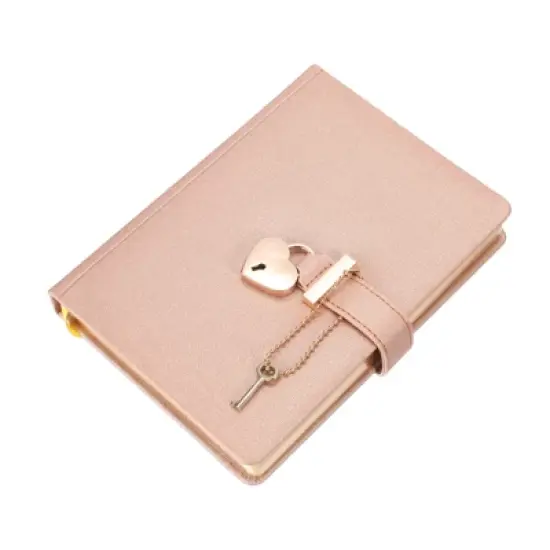 Unique Bargains Cute Journaling Leather B6 Diary with Heart Lock 144 Pages image {2}