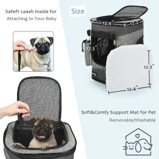 Small Cat and Dog Carrier Backpack, Two-Sided Entry Pet Backpack Travel Carrier, Airline-Approved, Padded Back Support - Tirrinia image {4}