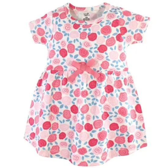 Touched by Nature Baby and Toddler Girl Organic Cotton Dress and Cardigan 2pc Set, Rosebud image {3}