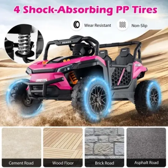 Costway 12V Kids Ride on Truck with Parental Remote 3 Speeds & Reverse Forward Function White/Red/Pink image {6}