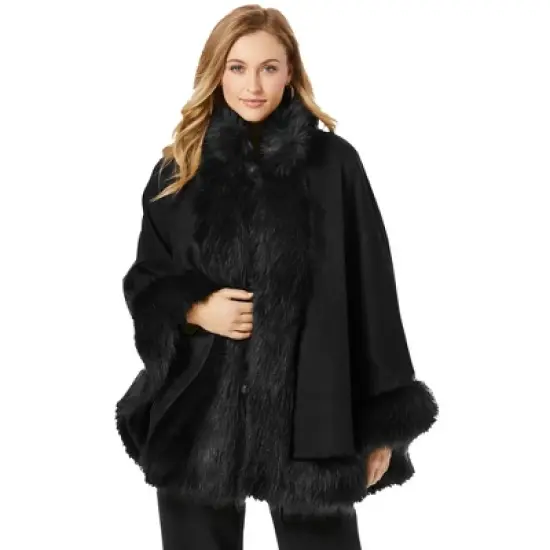 Jessica London Women&rsquo;s Plus Size Faux Fur Trim Cape image {3}