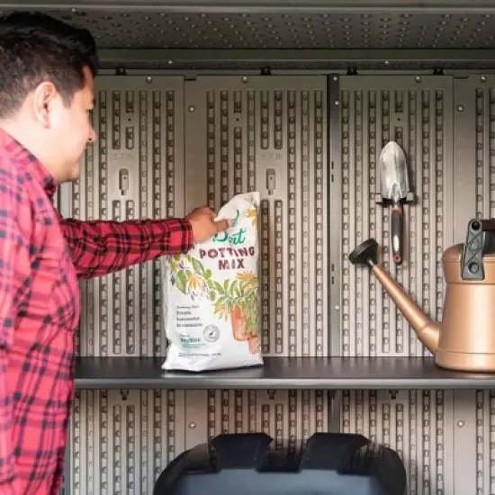 Lifetime 6' x 3.5' Utility Shed Storm Dust: Outdoor Storage, HDPE Construction, Lockable Doors image {5}