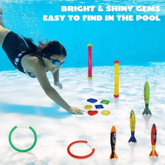 Joyfy 18/30 Pcs Diving Pool Toys for Kids, Swimming Pool Diving Toy Set with Storage Bag, Underwater Adventure Swim Pool Games for Kids Toddlers image {4}