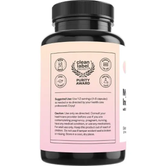 Wholesome Story Myo-Inositol & D-Chiro Inositol Supplement, MTHF Folate Supplement & Vitamin D Capsules, 120ct image {3}