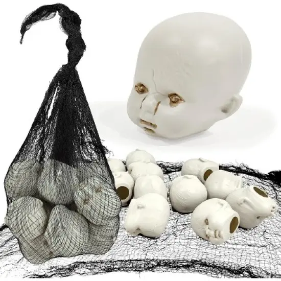 4E's Novelty Doll Heads Halloween Decorations, 12 Pcs Baby Doll Heads in Mesh Bag, 3.5" Baby Doll Heads for Halloween Perfect Decor image {7}