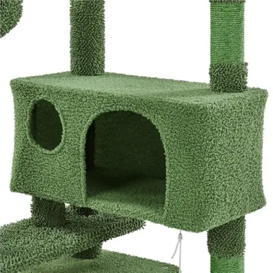 Yaheetech 54.5" H Cat Tree Cat Tower with Natural Sisal for Small- to Medium-sized Cats Green/Brown image {6}