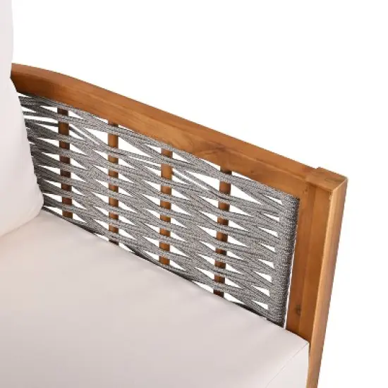 Christopher Knight Home Liliana Modern Patio Acacia Wood Woven Rope Armchair with Thick Cushions image {8}