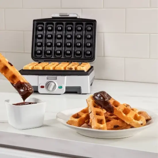 Cuisinart Non-Stick Waffle Stick Maker Stainless Steel Finish WAF-ST6: Adjustable Browning, 6 Cavities, 800W, Recipes Included image {4}