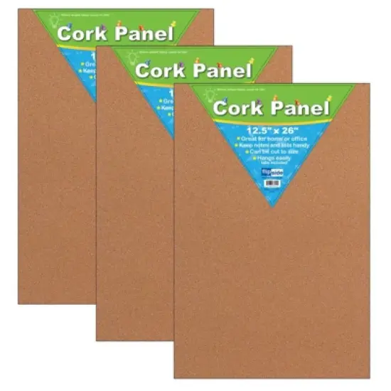 Flipside Products Cork Panel, 12.5" x 26", Pack of 3 image {1}