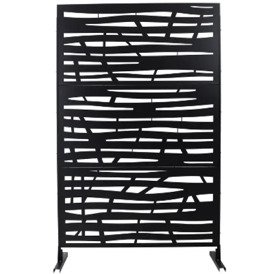 CAVINAS Patio Decorative Screen Metal Fence Privacy Screen with Line Pattern for Outside and Garden, 76" H&times;48" W image {4}