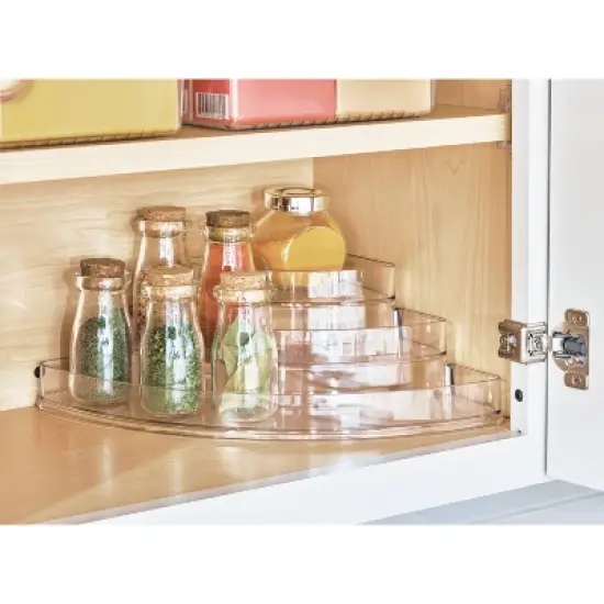 iDesign Corner Spice Rack Organizer for Cabinets - Clear image {5}