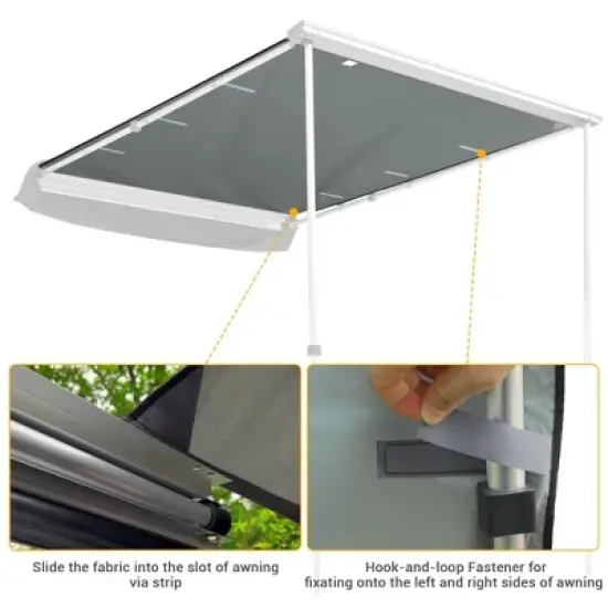 Yescom 4.4x6.6 Ft Vehicle Awning w/ Eagle Side Wall Roof Rack Pull-Out Sun Shade Travel Gray image {7}