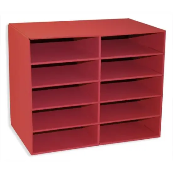 Classroom Keepers 10 Shelf Organizer, 21 x 12-7/8 x 17 Inches, Red image {1}