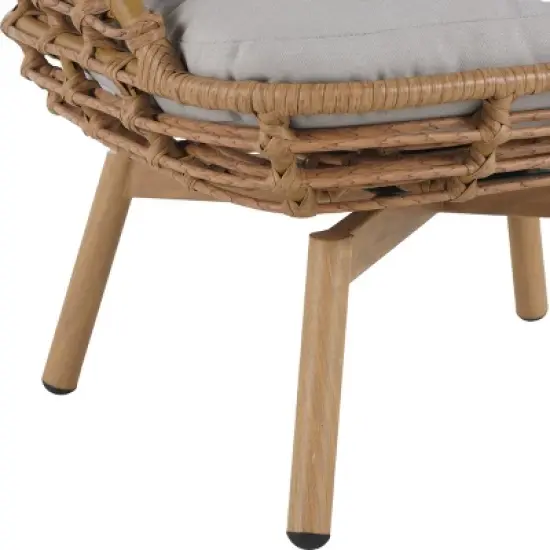 Outdoor Wicker Patio Egg Chair With Cushions, Backrest Swivel Accent Chair, All-Weather Patio Furniture for Backyard or Balcony-Maison Boucle image {6}