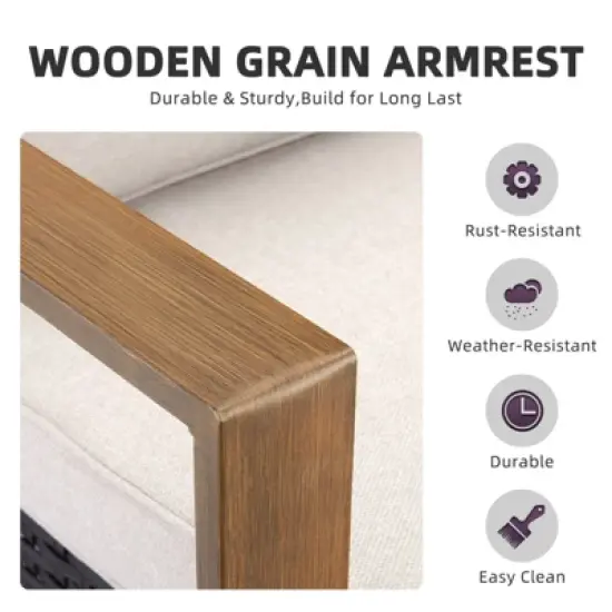 Buenhomino Outdoor Wicker Patio Furniture Set with Fire Pit Table, 5 Pieces Patio Conversation Sets with 4 Outdoor Patio Chairs and 1 Fire Pit Table image {5}