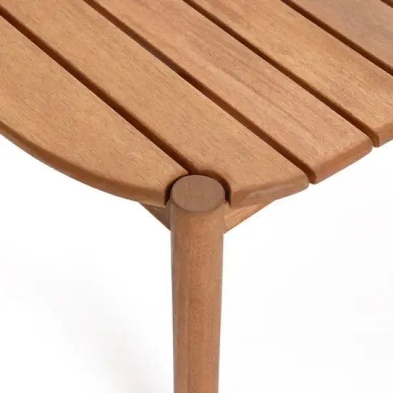 LuxenHome Natural Solid Wood 40-Inch Long Rounded Rectangle Outdoor Coffee Table Brown image {4}