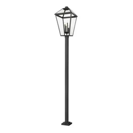 Talbot Outdoor Glass Pendant Light - 4 Bulbs, Dimmable, 19.5" x 128.25", Black Finish image {1}