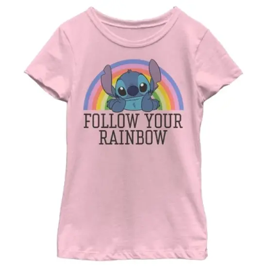 Girl's Lilo & Stitch Follow Your Rainbow Stitch T-Shirt image {3}