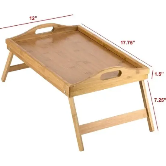 Homeitusa Bamboo Bed Trays: Large Bed Table with Folding Legs, Serving Tray with Handles, Wooden Breakfast Tray with Legs and Handles image {4}