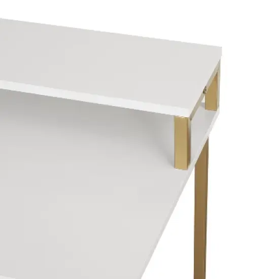 PAGED Functional Gaming Desk Stylish Office Desk with Two-Tier Side Open Shelf, Computer Desk for Study, Living Room image {3}