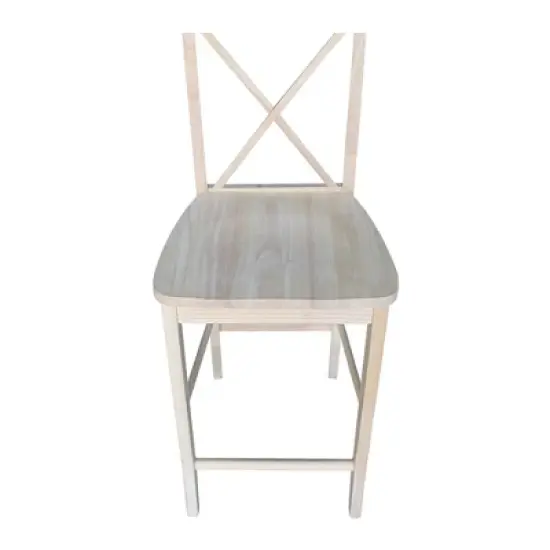 X Back Counter Height Barstool Unfinished - International Concepts image {6}