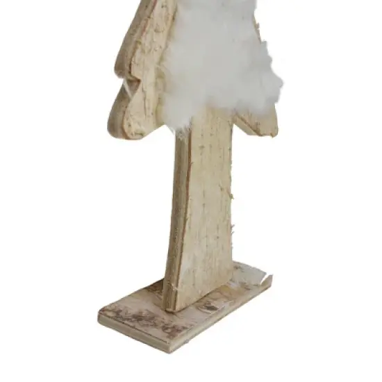 Northlight Snowy Wooden Tree Christmas Decoration - 14.5" - Beige and White image {6}