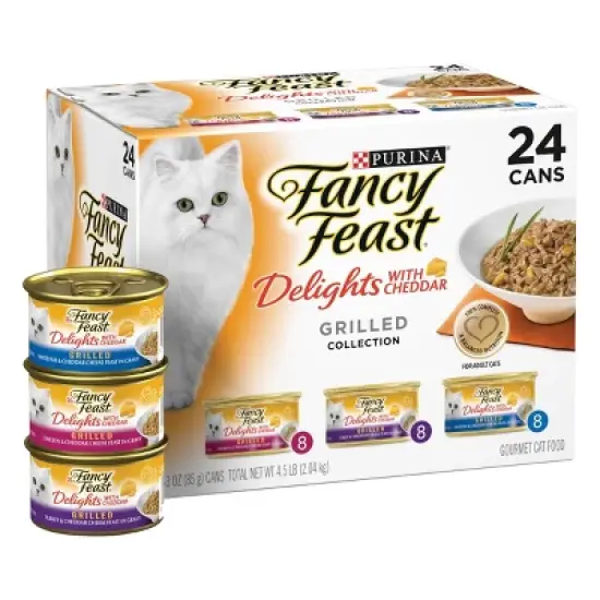 Purina Fancy Feast Delights with Chicken,Turkey, Fish and Cheddar Grilled Collection Gourmet Wet Cat Food - 72oz /24ct Variety Pack image {4}