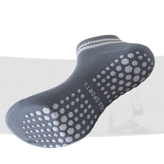 Anna-Kaci 4 Pairs Women's Ankle Grip Yoga Socks Soft Cotton Non-Slip Bottom Striped Cuff image {4}