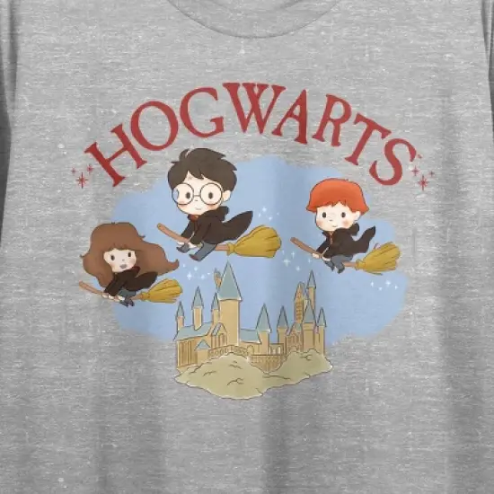 Harry Potter "Mischief Managed" Chibi Art Women's Heather Gray Graphic Crop Tee image {1}
