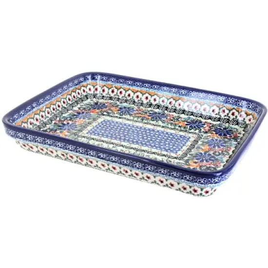 Blue Rose Polish Pottery 150 Vena Medium Rectangular Baker image {3}