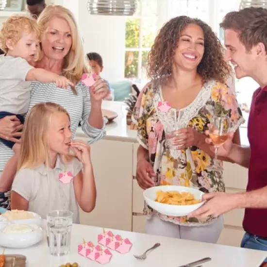 Big Dot of Happiness Baby Girl - Pink Baby Shower Conversation Starter - 2-in-1 Dirty Diaper Game - Set of 24 image {2}