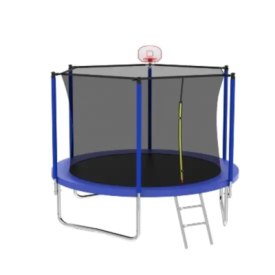 Jump Into Fun 14FT Trampoline for Kids & Adults with Basketball Hoop,Recreational Trampolines with Safety Enclosure for Back Yard Outdoor image {7}