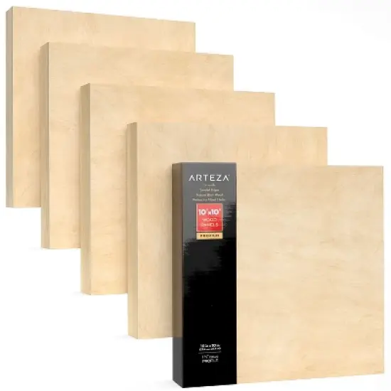 Arteza Wood Art Panels Art Supply Pack, 10"x10" - 5 Pack image {2}