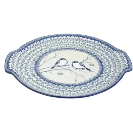 Blue Rose Polish Pottery 151 Ceramika Artystyczna Round Serving Tray with Handles image {3}