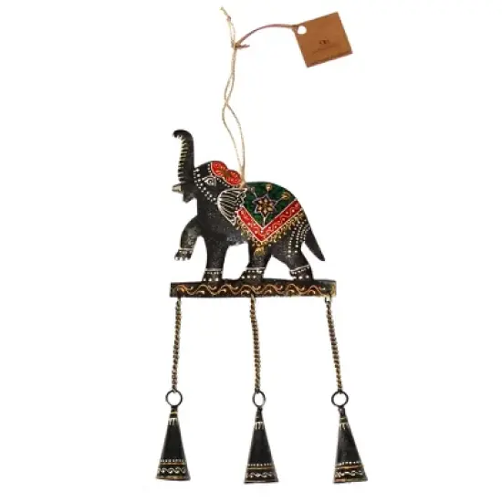 Slickblue 11" Handmade Elephant Chime Wall Art & Garden Decor &ndash; Antique Copper Finish with Colorful Accents image {1}