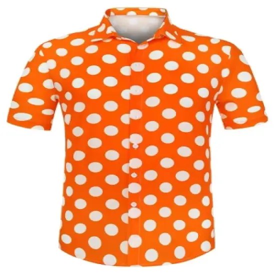 Lars Amadeus Men's Summer Polka Dots Button Down Short Sleeves Hawaiian Shirts image {11}