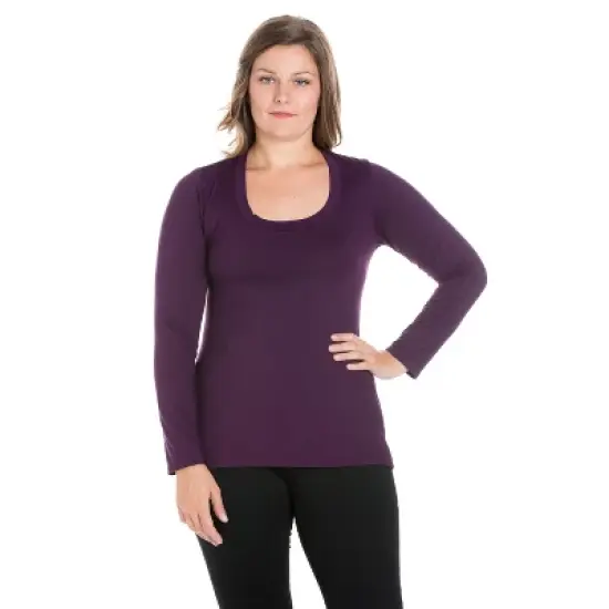 24seven Comfort Apparel Womens Plus Size Solid Long Sleeve Scoop Neck Tee image {7}