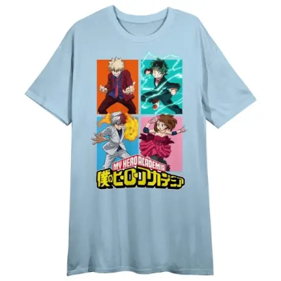 My Hero Academia Cast Crew Neck Short Sleeve Light Blue Women's NIght Shirt image {2}