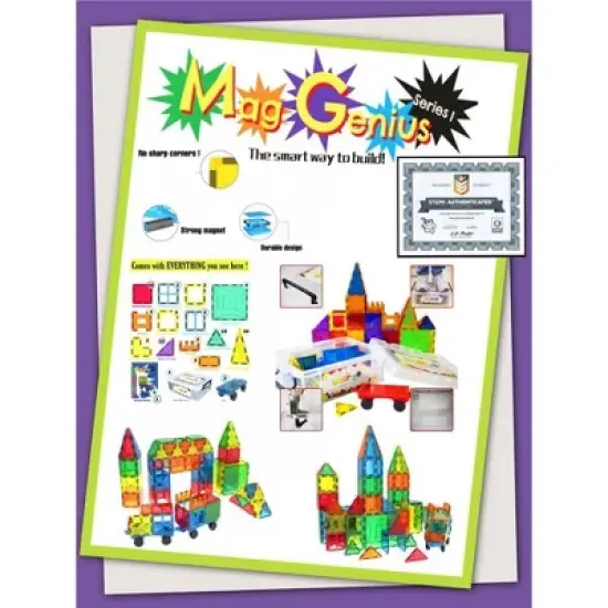 Mag Genius - 108 pieces of Magnetic Shaped Building Tiles STEM Authenticated Educational Toys image {3}