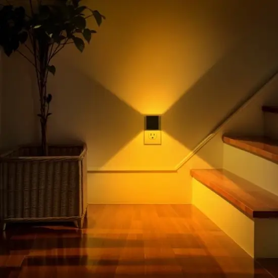 DORESshop 2-Pack 1W Plug-in Amber Square Wall Night Lights, Up & Down Illumination, Modern Bedroom or Hallway Accent image {7}