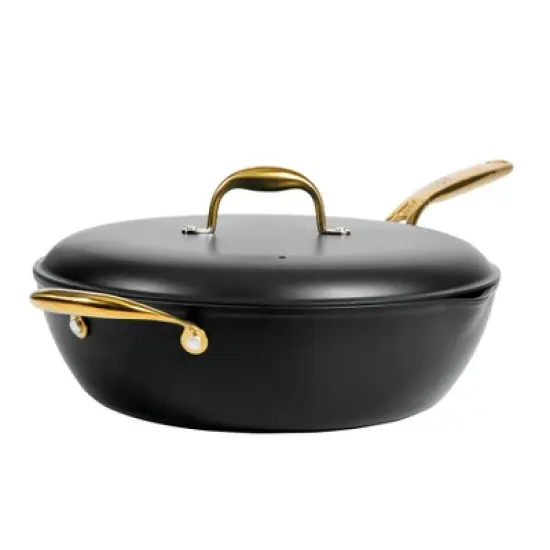 Frok 13" Frying Pan Wok Skillet Quick Heat Aluminum - Ceramic Nonstick Cookware W/ Lid image {13}