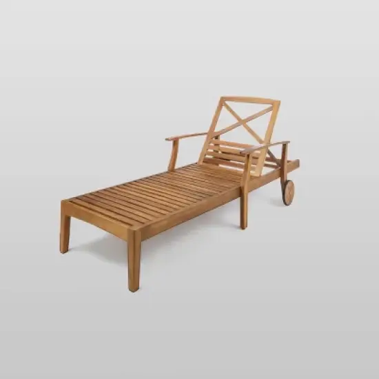 Perla 2pk Acacia Wood Chaise Lounge: Mobile Patio Furniture, Weather-Resistant - Christopher Knight Home image {2}