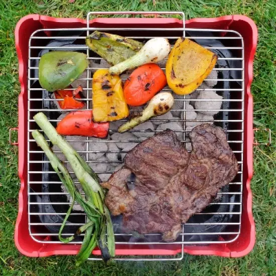 Permasteel  Square Portable Charcoal Grill PG-40C10-RD - Red image {11}