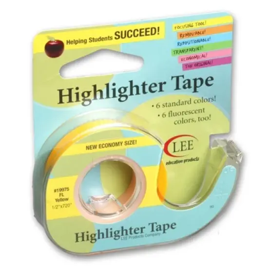 6pk Removable Highlighter Tape Fluorescent Yellow - Lee Products image {1}