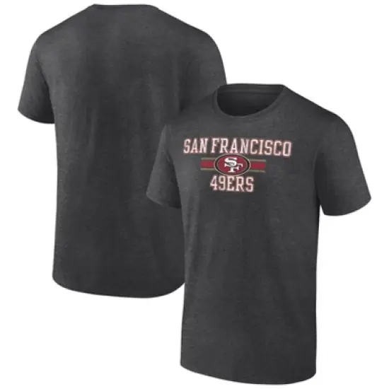 NFL San Francisco 49ers Men's Team Striping Gray Short Sleeve Bi-Blend T-Shirt image {3}
