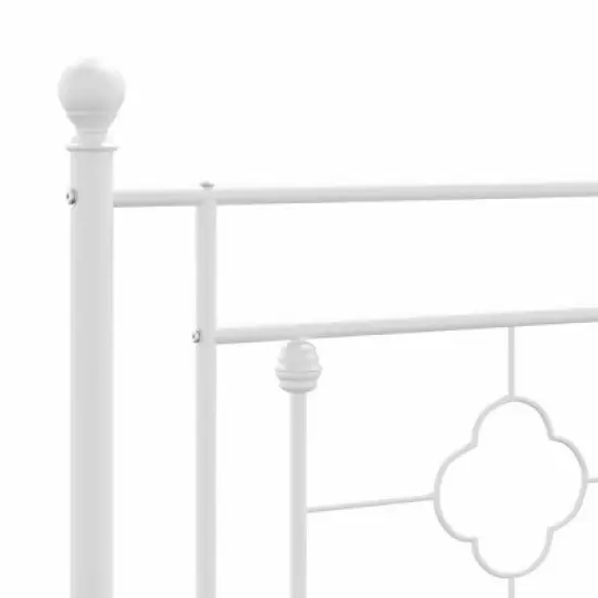 vidaXL Modern Metal Headboard, Robust Steel, Easy Assembly, White, Twin image {5}