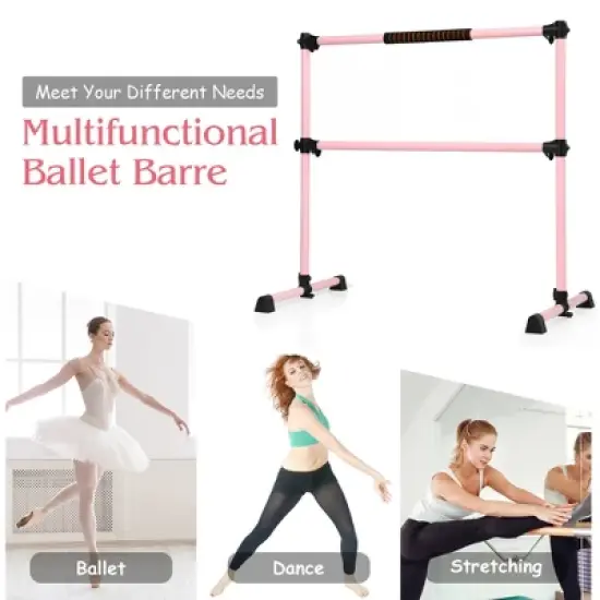 Costway Portable Ballet Barre 4ft Freestanding Adjustable Double Dance Bar Pink image {3}