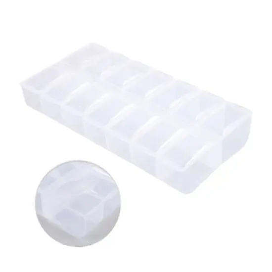 Unique Bargains 14 Grids Double Row Pill Case Clear 1 Pc image {2}