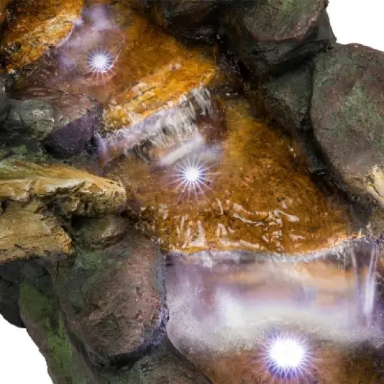 19" River Rocks and Logs Fountain with LED Lights Gray/Cool White - Alpine Corporation image {4}